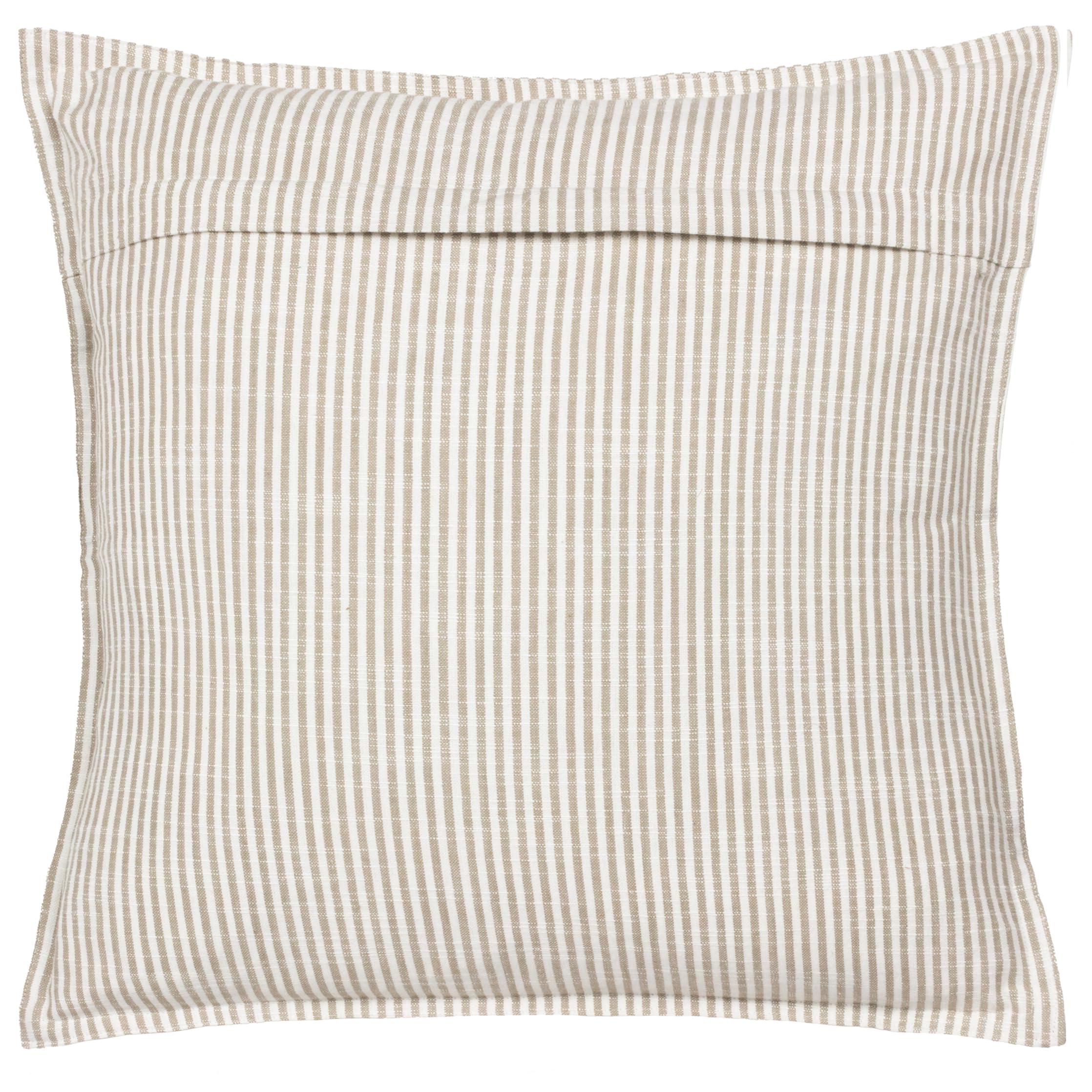 Yard furn Truro Striped Cushion Cover - Classic Stripe 100% Cotton Slub Texture Oxford Edge Decorative Case (Natural - 45x45cm) - Image 2