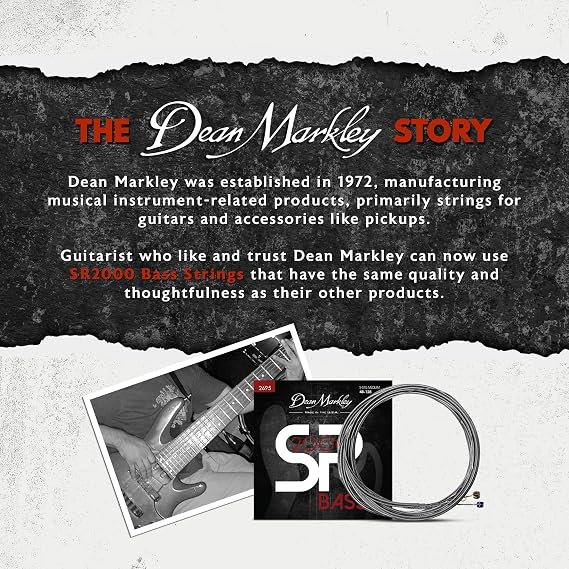 Dean Markley SR2000 Stainless Steel 5-String Bass Guitar Strings, 48-128 Medium, Long Lasting Tone, Made in USA