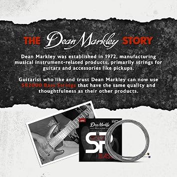 Dean Markley SR2000 Stainless Steel 5-String Bass Guitar Strings, 48-128 Medium, Long Lasting Tone, Made in USA