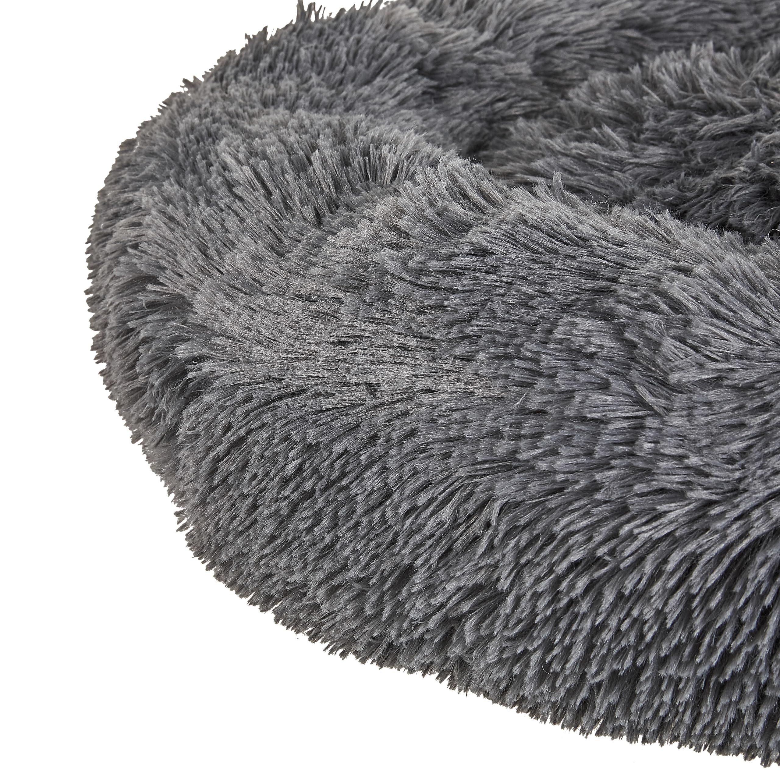 Cama para perro de pelo sintético gris oscuro 60 cm mascota gato suave Kulu