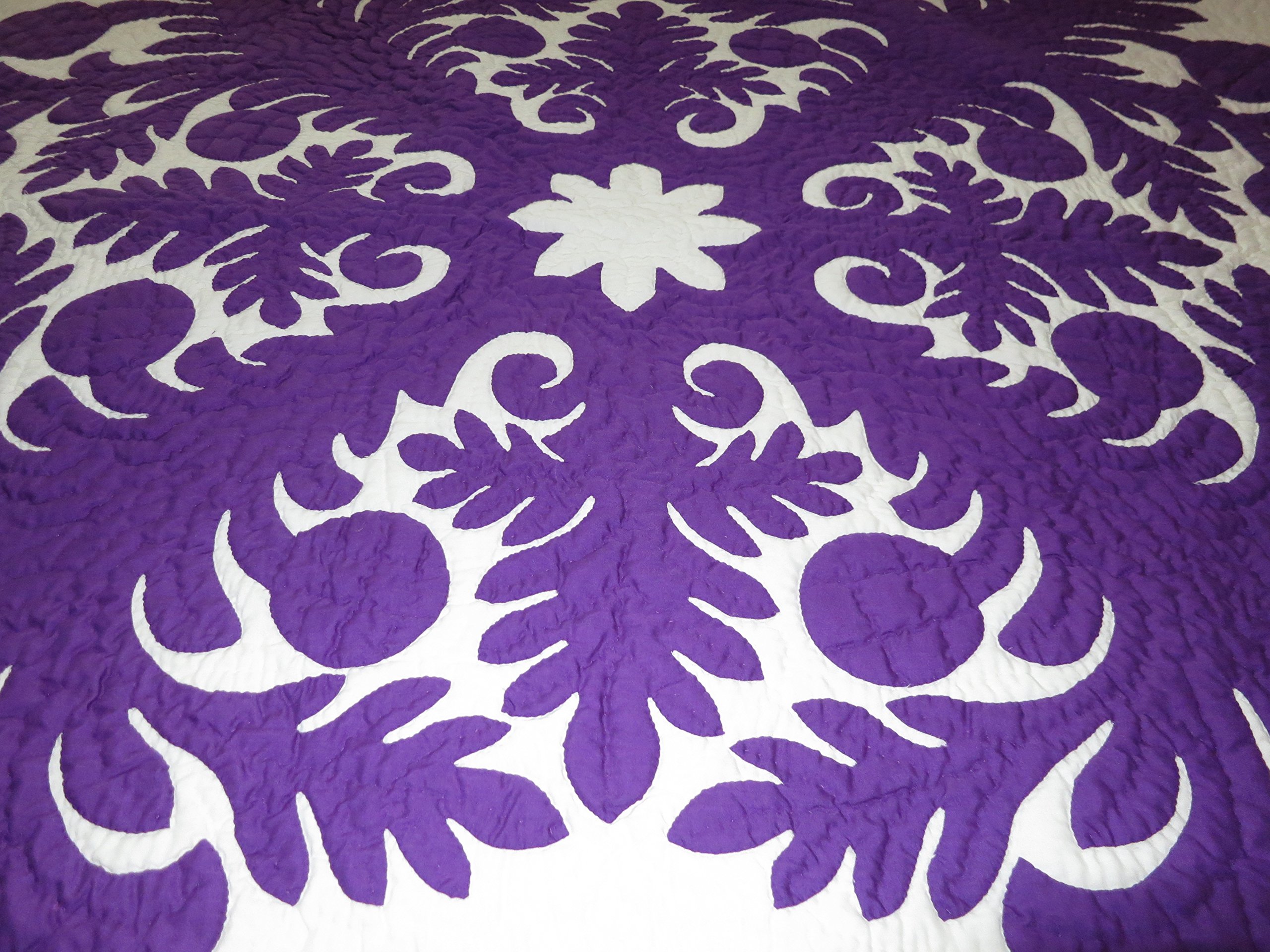 Hawaiian quilt bedspread 100% hand quilted/hand appliqued full/queen size 80x80 New