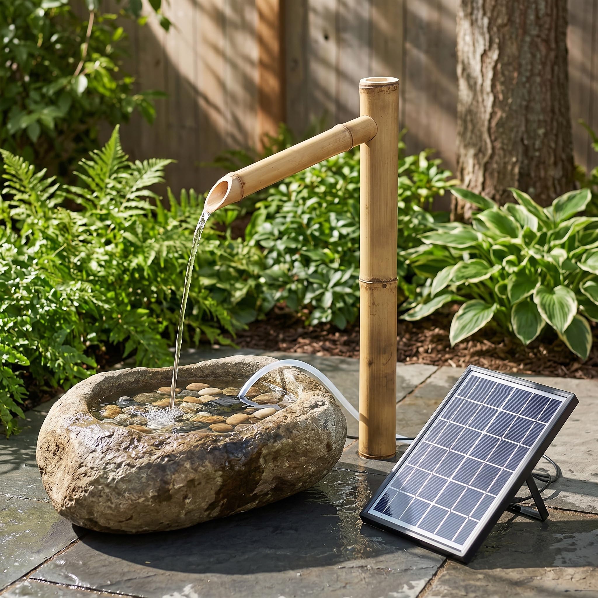 Fontana Solare, Kit Laghetto da Giardino Giapponese con Pannello Solare da 6w, Pompa, Filtro Dellacqua E Tubo da 2 M per Patio, Decorazione per Interni/Esterni