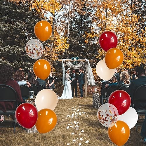 Miniatura 3 de ANSOMO Globos de látex de terracota de 12 pulgadas, 60 piezas retro polvoriento, naranja quemado, borgoña, rojo vino, rubor, nude, blanco,