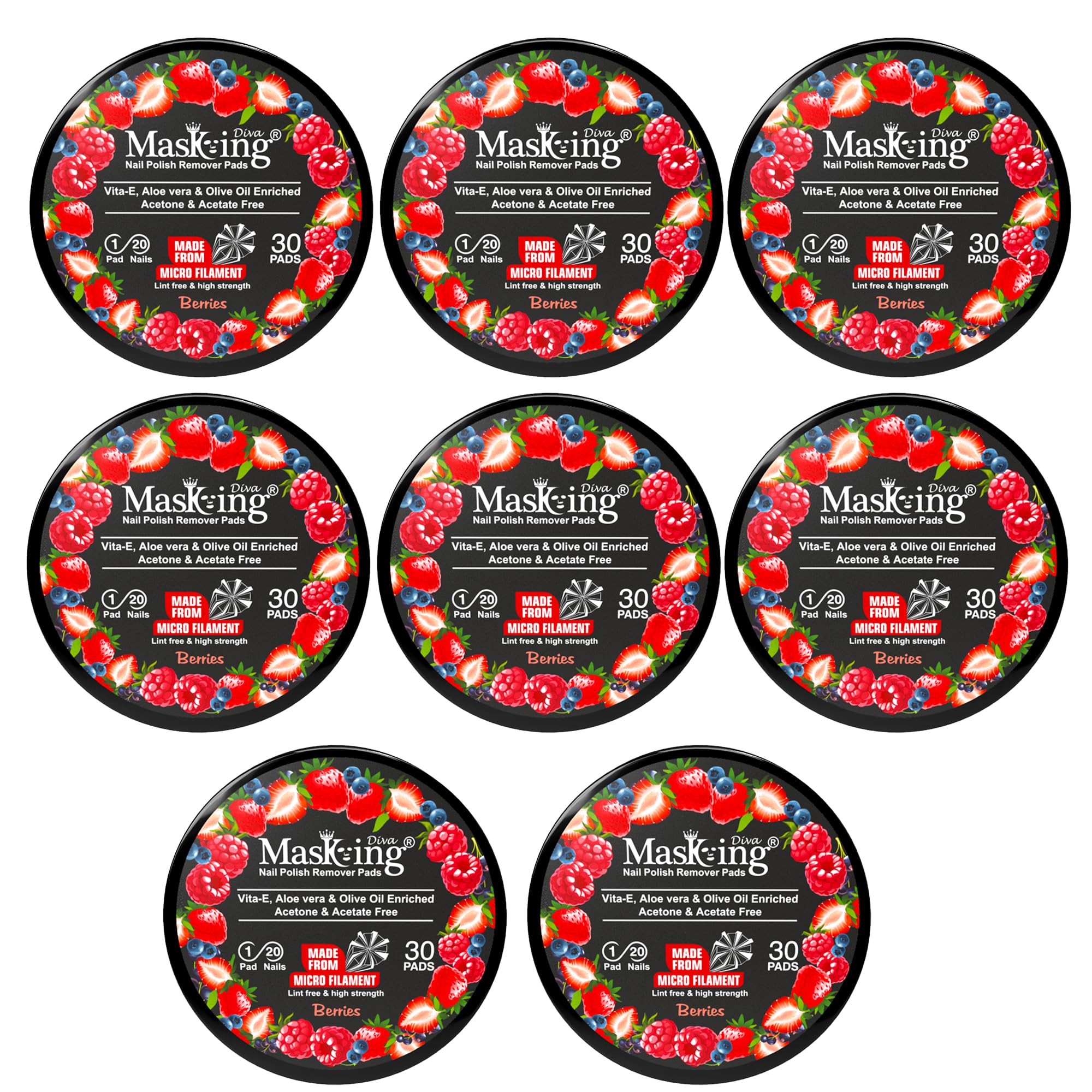 MasKing Nail Polish Remover Wipe Tissue Wet Round Pads (Berries) Pack of 08-picture-45