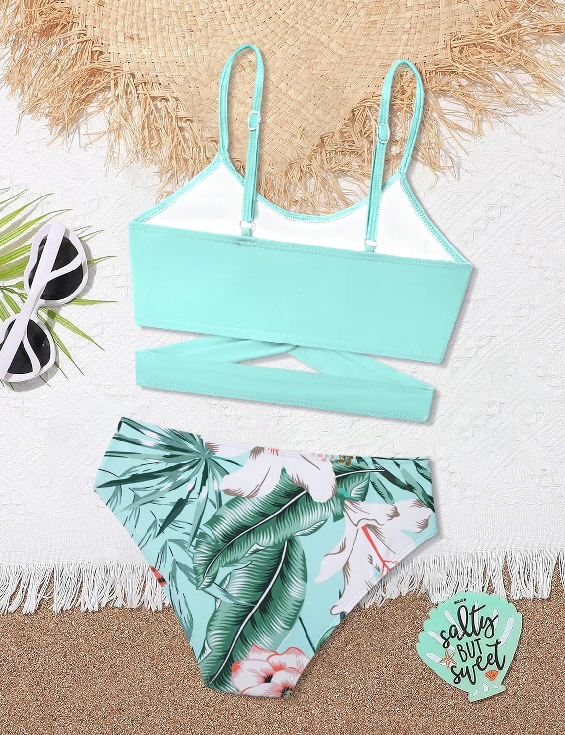 Girls Swimsuits Bikini Set Two Piece Bathing Suit Criss Cross Girls' Swimwear with Chest Pad - Image 6