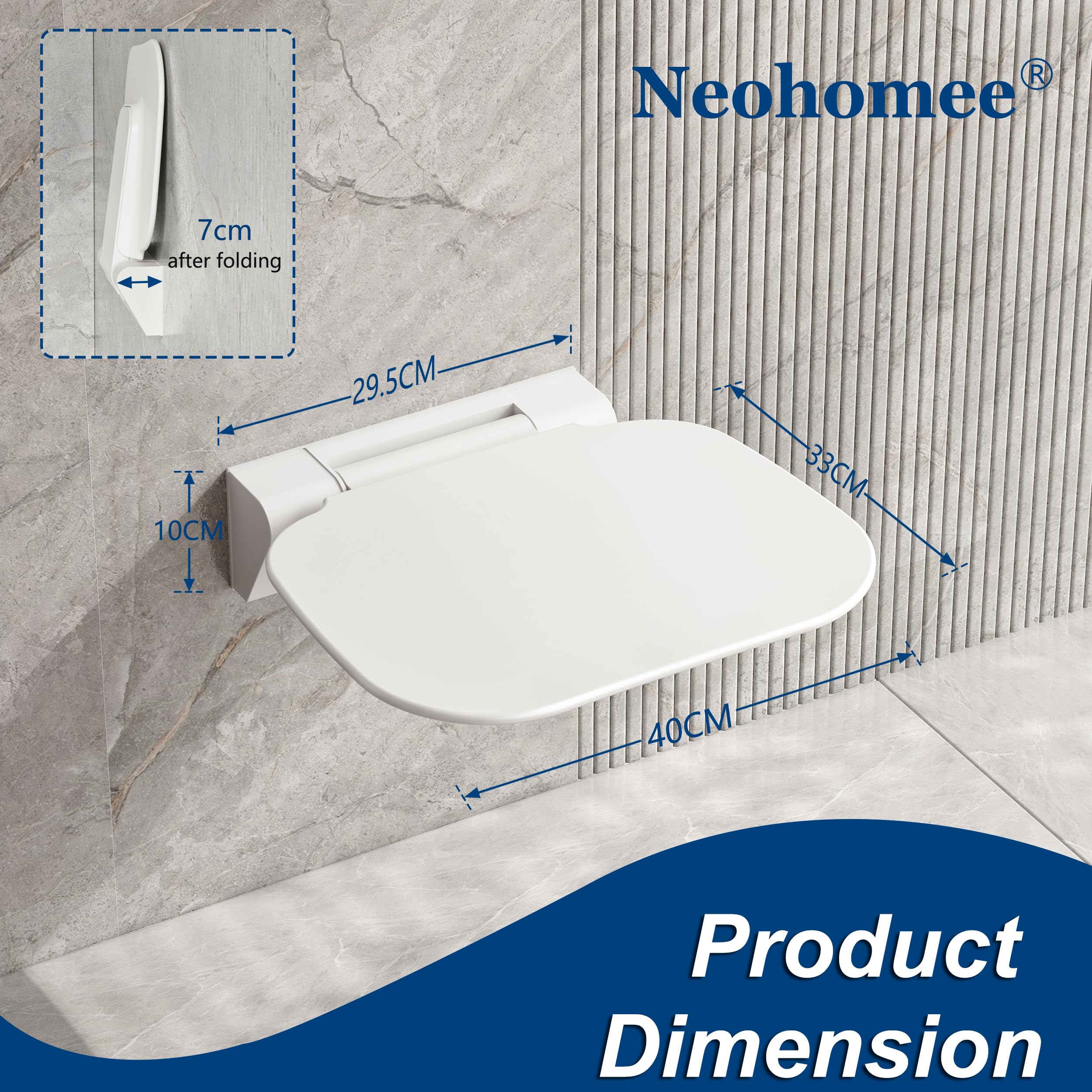 Asiento de ducha plegable montado en la pared, silla de ducha plegable, soporta hasta 200 kg, con UF, asiento de ducha extraancho para personas mayores, taburete antideslizante para ducha, 40