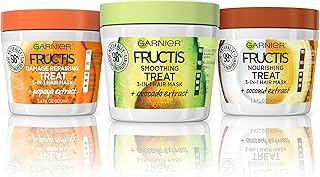 Garnier Hair Care Fructis Treats Variety Hair Masks with Nourishing Coconut, Damage Repairing Papaya, Smoothing Avocado, ...