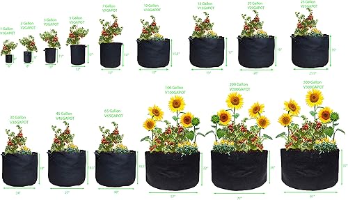 Miniatura 6 de Viagrow Bolsas de cultivomacetas de tela de aireación con asas (paquete de 5), 1 galón, negro (V1GAPOT-5)