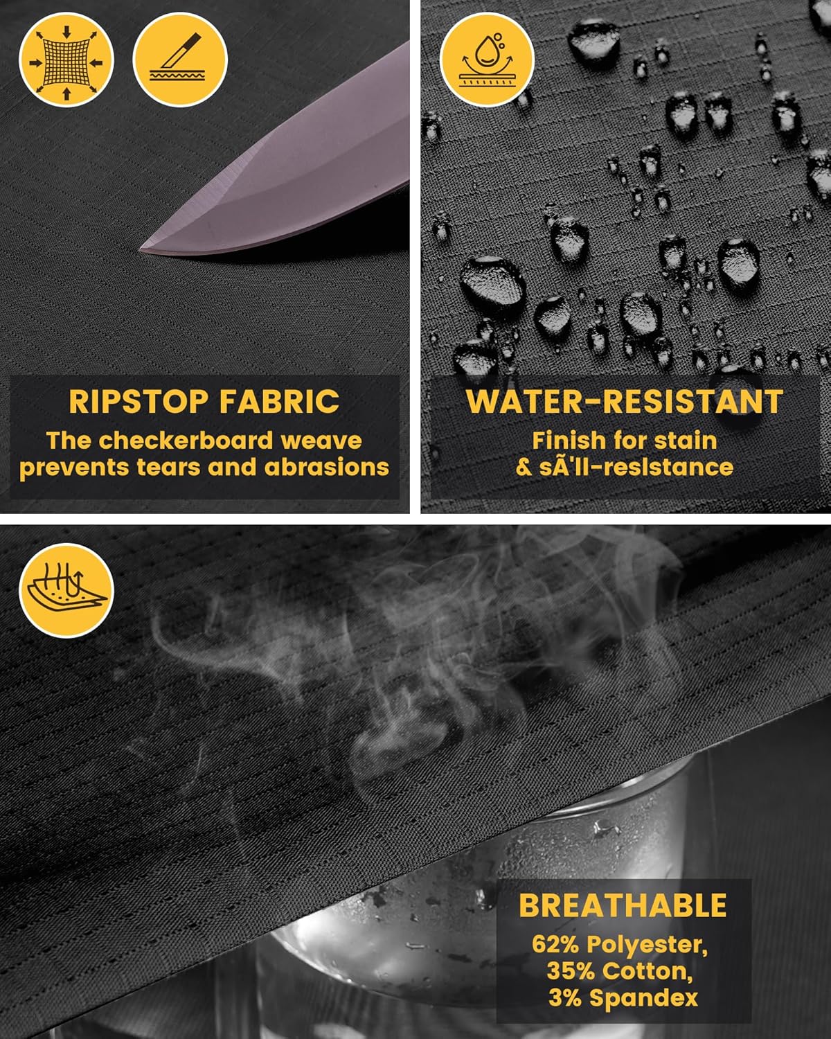 Men's Stretch Tactical Work Pants with Removable Knee Pads, Water-Resistant Ripstop Cargo Pants for Outdoor & Hiking - Image 6