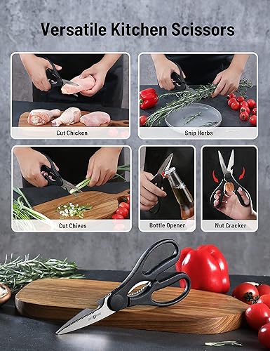 Miniatura 5 de PARIS RHÔNE Juego de cuchillos de cocina, 16 piezas de acero inoxidable de alto carbono con bloque, cuchillo de chef, cuchillo de pan, cuchillo de