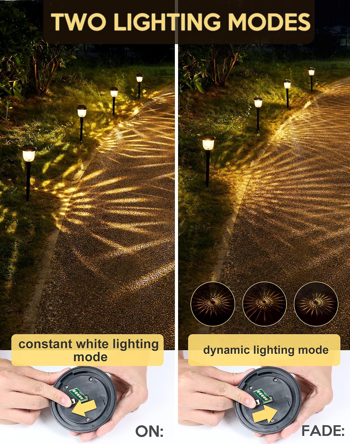 SEG Direct Dynamic Solar Lights Pathway Outdoor 8 Pack, Bright Solar Powered Garden Lights for Walkway Yard Backyard Lawn Landscape, Waterproof, Auto On/Off
