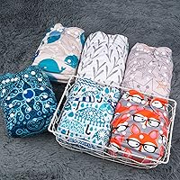 Vista 5 de 6 portapañales de tela Alvababy, con nueva posición y diseño estampado, reutilizables, lavables