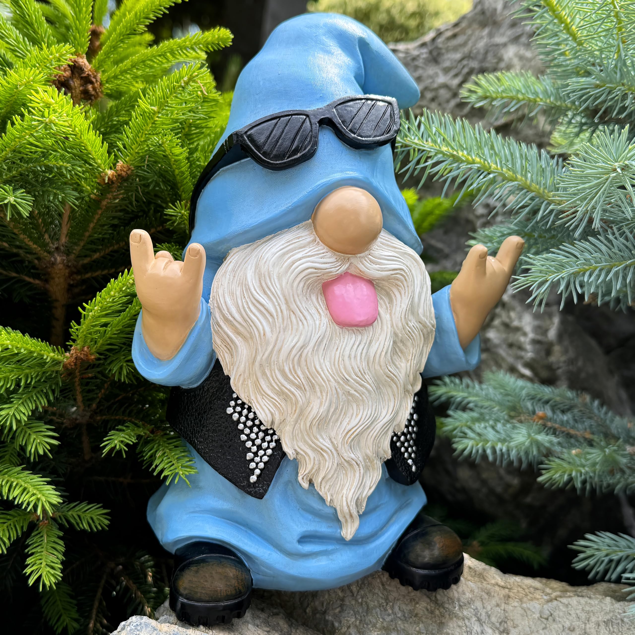 Mood Lab Gartenzwerg - Wippenzwerg Statue - 24,6 cm Rasenfigur - für Outdoor oder Haus Dekor - Lustige Hof- und Terrassendekoration
