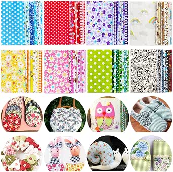 50 Pcs 10x10 Cotton Fabric Squares Quilting Sewing Patchwork DIY Craft