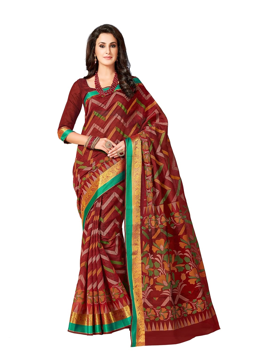 Buy Takshaya Sarees Gadwal Cotton Saree With Blouse Piece (Cr6522Al_Red