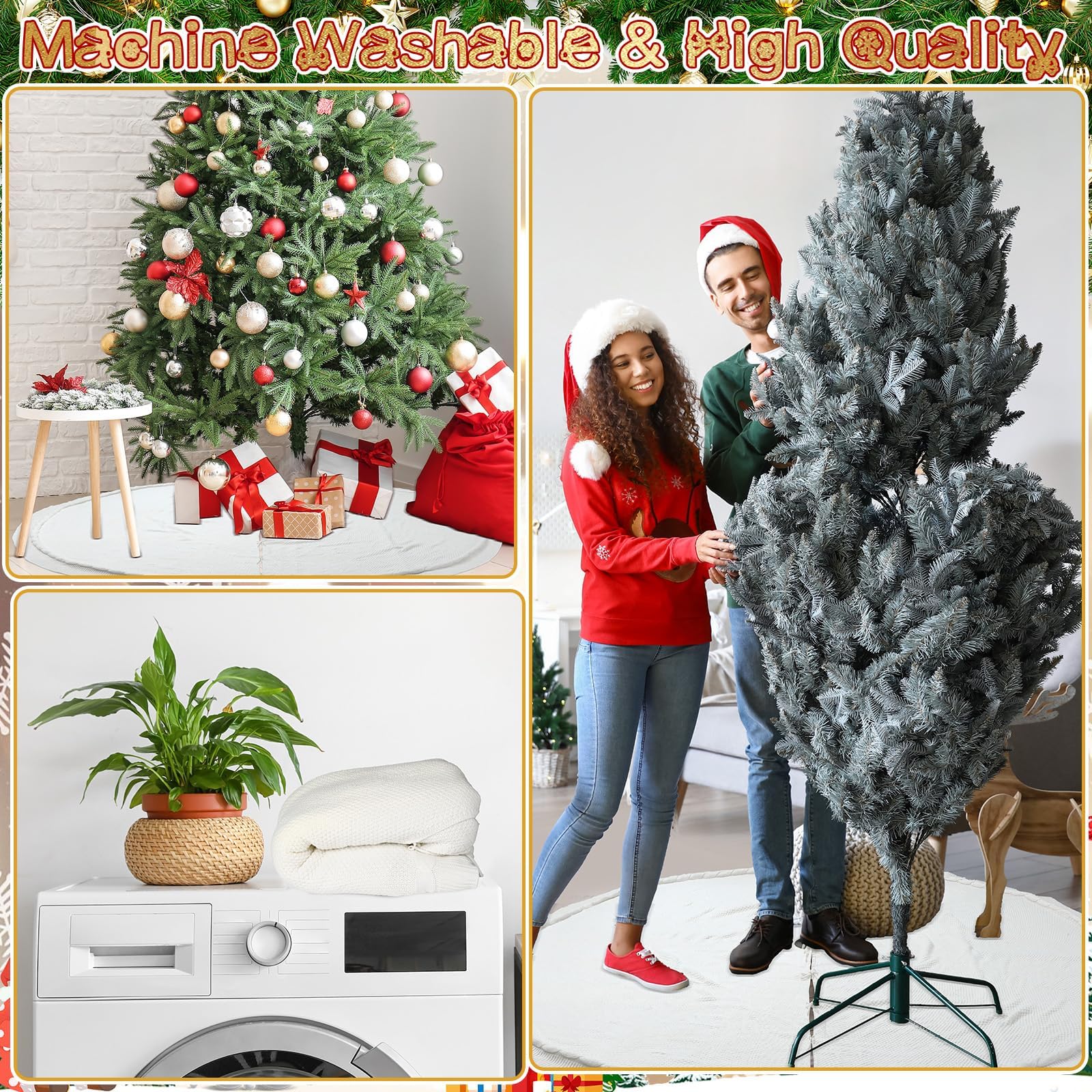Maison de Noël Motif Père Noël en feutre Med/REG Taille Jupe de sapin de Noël – 96,5 cm