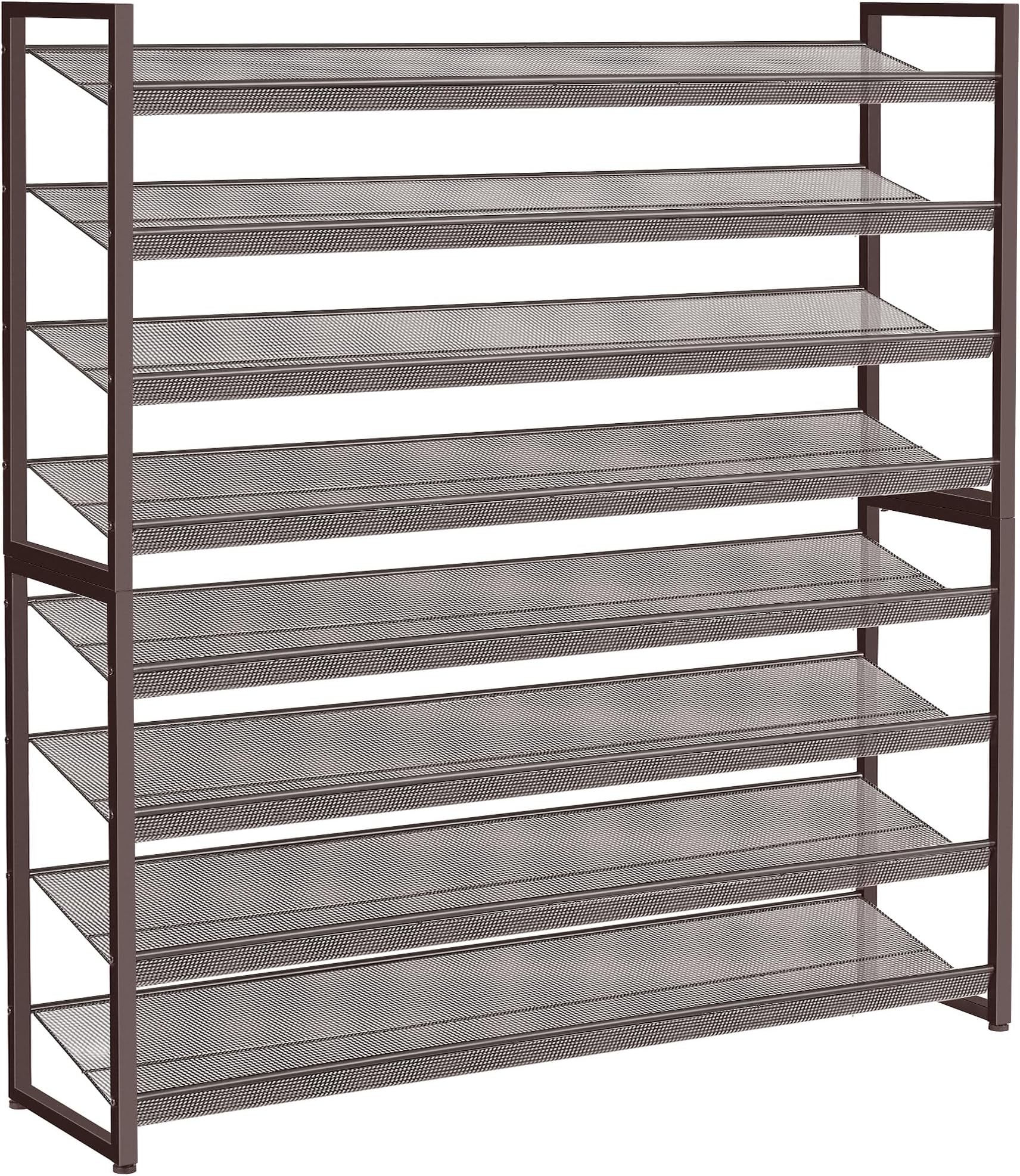 Shoe Rack, Long Shoe Organizer,Max Holds 50 Pairs,8 Tier Metal Shoe Storage Shelf,4-Tier Stackable Shoes Organizer for Garage, Entryway,Bronze