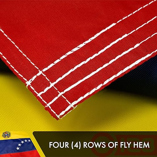Vista 5 de G128 Bandera venezolana de Venezuela 3 x 5 pies Serie ToughWeave doble cara bordado de poliéster 210D Bandera de país, diseño bordado