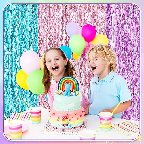 Miniatura 5 de Jutom 6 cortinas onduladas de flecos de oropel de 3.3 x 6.6 pies, cortina de fondo de cortina de fiesta para decoración de fiesta de cumpleaños