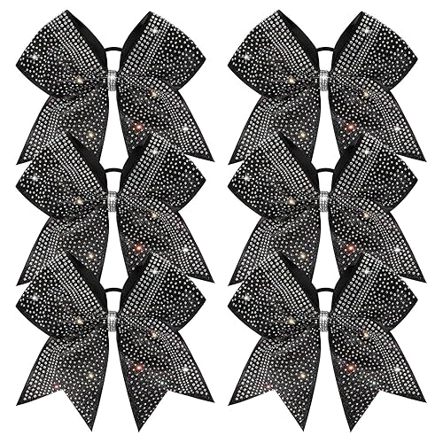 DEEKA 6 piezas de lazos grandes para el cabello de 8 pulgadas con brillo negro completo, strass brillantes multicolores, lazos para el cabello con