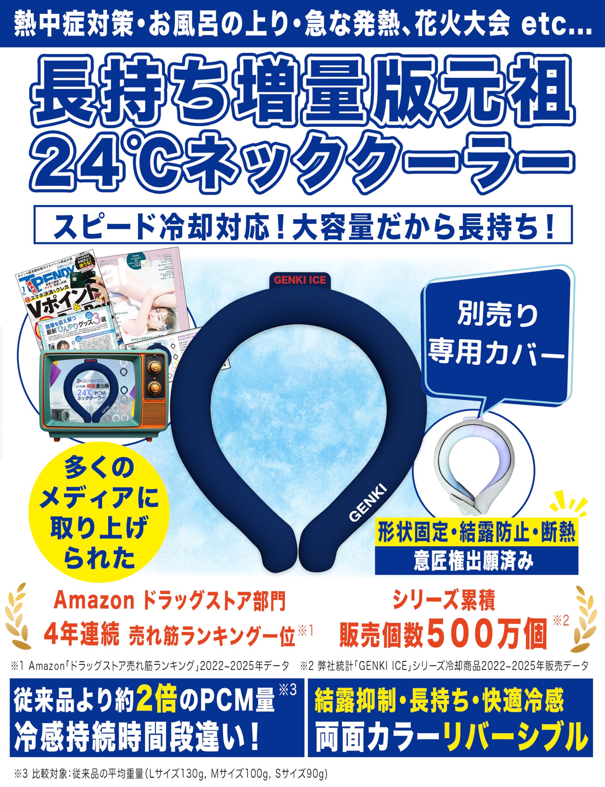 Amazon | Genki Ice ネッククーラー 【24℃ PCM 2倍増量 2026最新進化