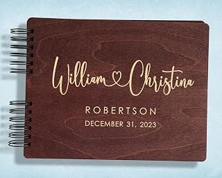 Customizable Wedding Heart Memory Book | Custom Bridal Photo Registry Album | Unique Reception Sign-In | Couple’s Keepsake | Wedding Reception Autograph Album (Small: 8.5"L x 7" W x .75"H)