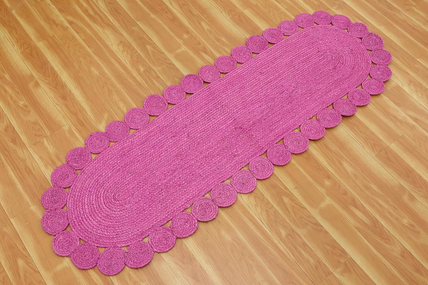 Runner - Oval Rug 4x12 Area Rug Kilim Rug Pink Solid Design 0.27 inches ThickIndoor Outdoor Rug Flatweave Rug High Traffic Area Home & Foyer Corridor Hallway & Stair Runner