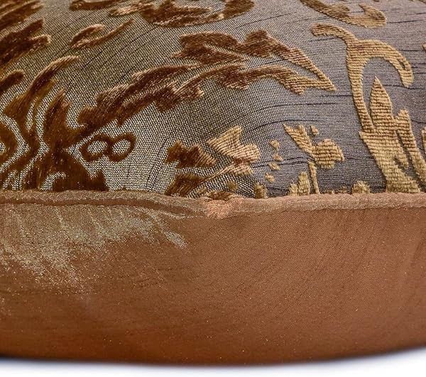 The HomeCentric Decorative Olive Green Pack of 2, 35x35 cm (14"x14") Cushion Covers, Velvet Burnout Velvet Cushion Covers, Damask Pattern Modern Style - Folding Flames - 2