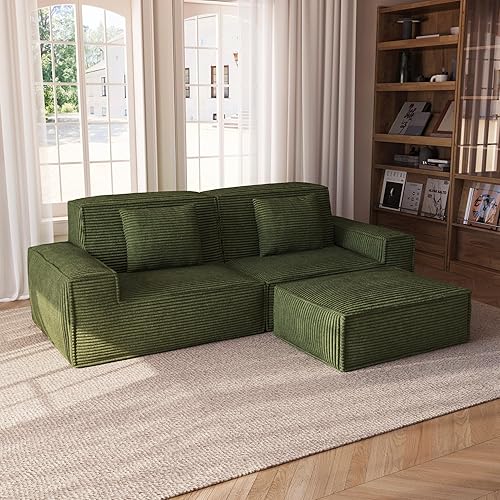 Miniatura 8 de Sofá seccional de nube deshuesada de 106 pulgadas para sala de estar, sofá modular en forma de L en una caja, espuma viscoelástica de alta densidad,