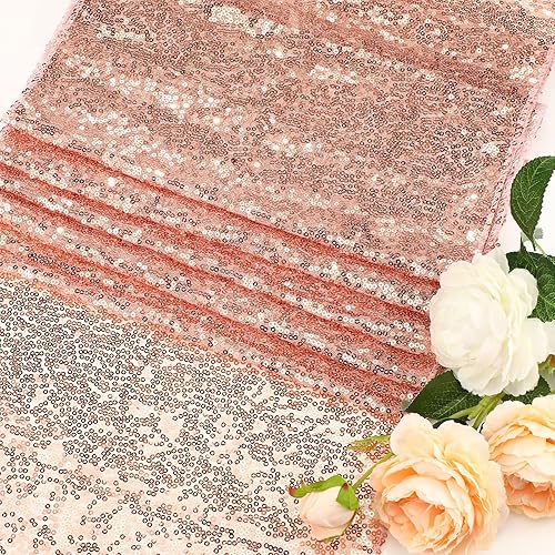 Miniatura 6 de 15 piezas de camino de mesa de lentejuelas de 12 x 108 pulgadas, fundas de mesa rectangulares con purpurina para decoración de bodas, baby shower y