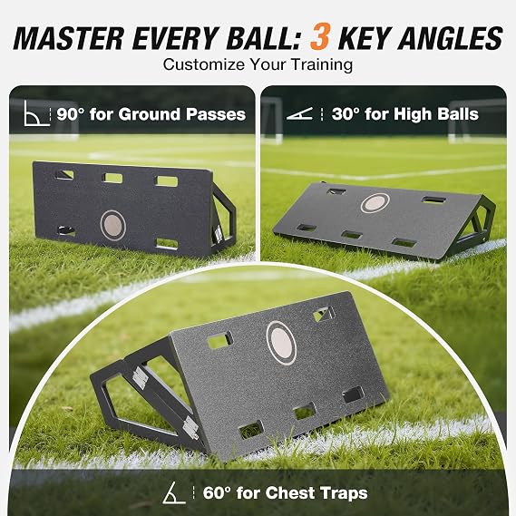 Large Soccer Rebounder Board, 3 Adjustable Angles Soccer Kick Back Trainer Board with 2 Sandbags, Portable Soccer Wall Rebounder for Control, Passing and Shooting Practice (40'' x 16'')