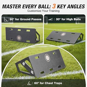 Large Soccer Rebounder Board, 3 Adjustable Angles Soccer Kick Back Trainer Board with 2 Sandbags, Portable Soccer Wall Rebounder for Control, Passing and Shooting Practice (40'' x 16'')
