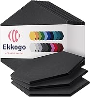 Vista 61 de Paneles insonorizantes de alta densidad para pared, forma hexagonal, paquete de 12 unidades de 14" x 12.1" x 0.4", color naranja de los años 70 70'S