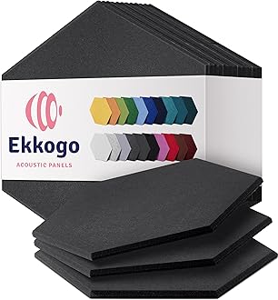 Acoustic Panels 12-Pack Soundproof Wall Panels 12''X10''X0.4'' Sound Panels High Density Sound Dampening Panels - [Dark Gray Hexagon]