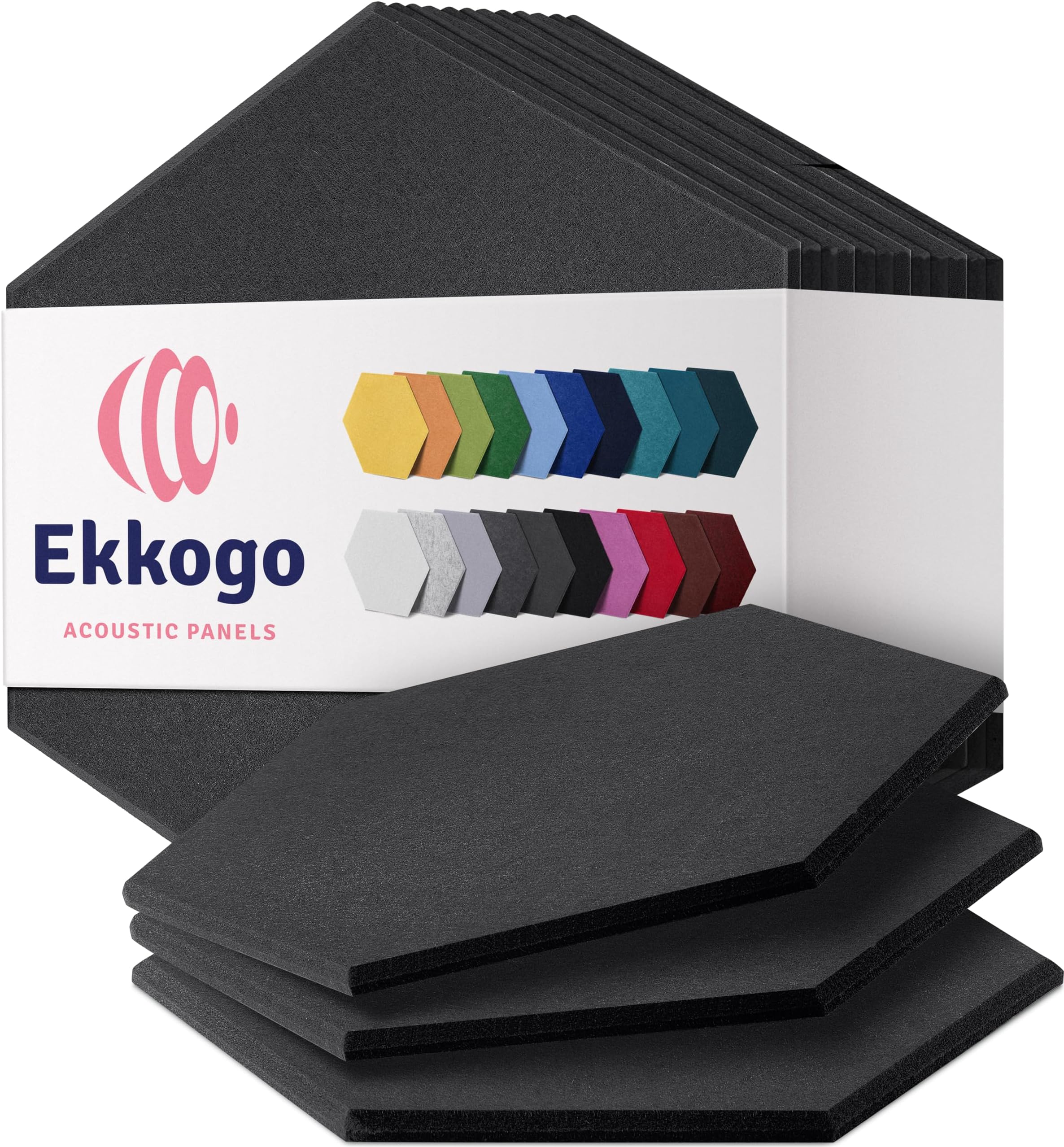 Acoustic Panels 12-Pack Soundproof Wall Panels 12''X10''X0.4'' Sound Panels High Density Sound Dampening Panels - [Dark Gray Hexagon]