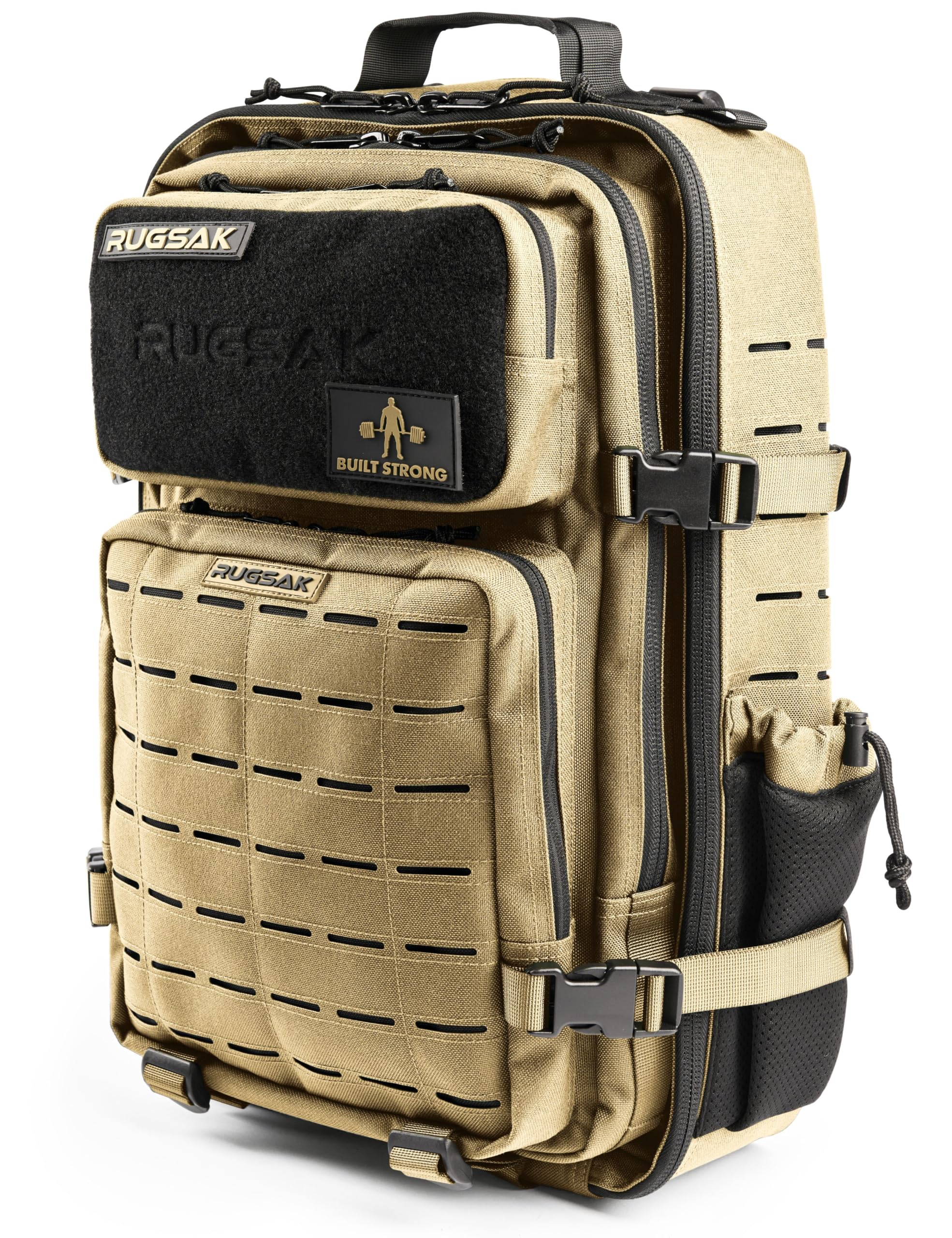 RUGSAK ALPHA | Taktischer Rucksack [20-45L] Wasserdicht & EXTREM Robust | Militär Survival Backpack | für Outdoor Arbeit Wandern Camping und Gym | Molle Reiserucksack Herren & Damen (Desert Sand)