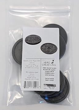 Miniature 8 lot Plastic Gray Bases 50 mm -2 inch - Circular, Large Figurine Size, for Roleplaying Game - Tabletop - Wargames Tables