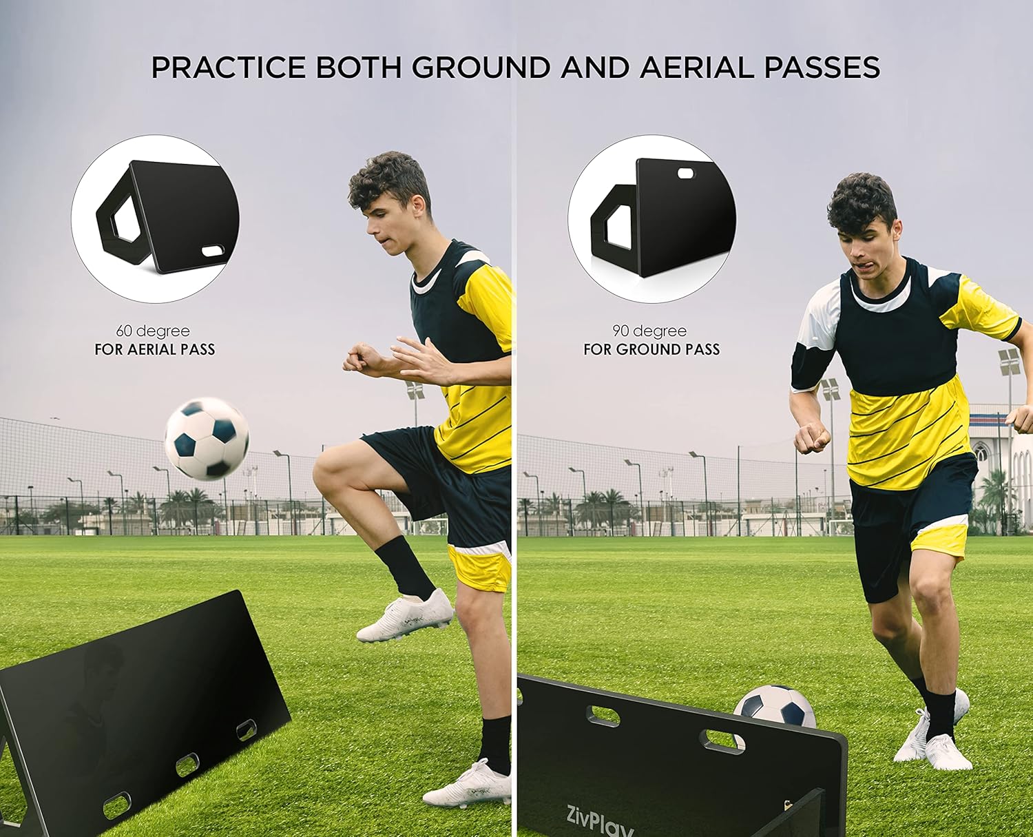 Soccer Rebounder Board Rebounder Soccer Goal Soccer Wall Rebound Equipment to Practice Kickback Ball Passing Training with Portable Dual Angle Board by Kids Adults Player Trainer (45x18 Inches) : Sports & Outdoors