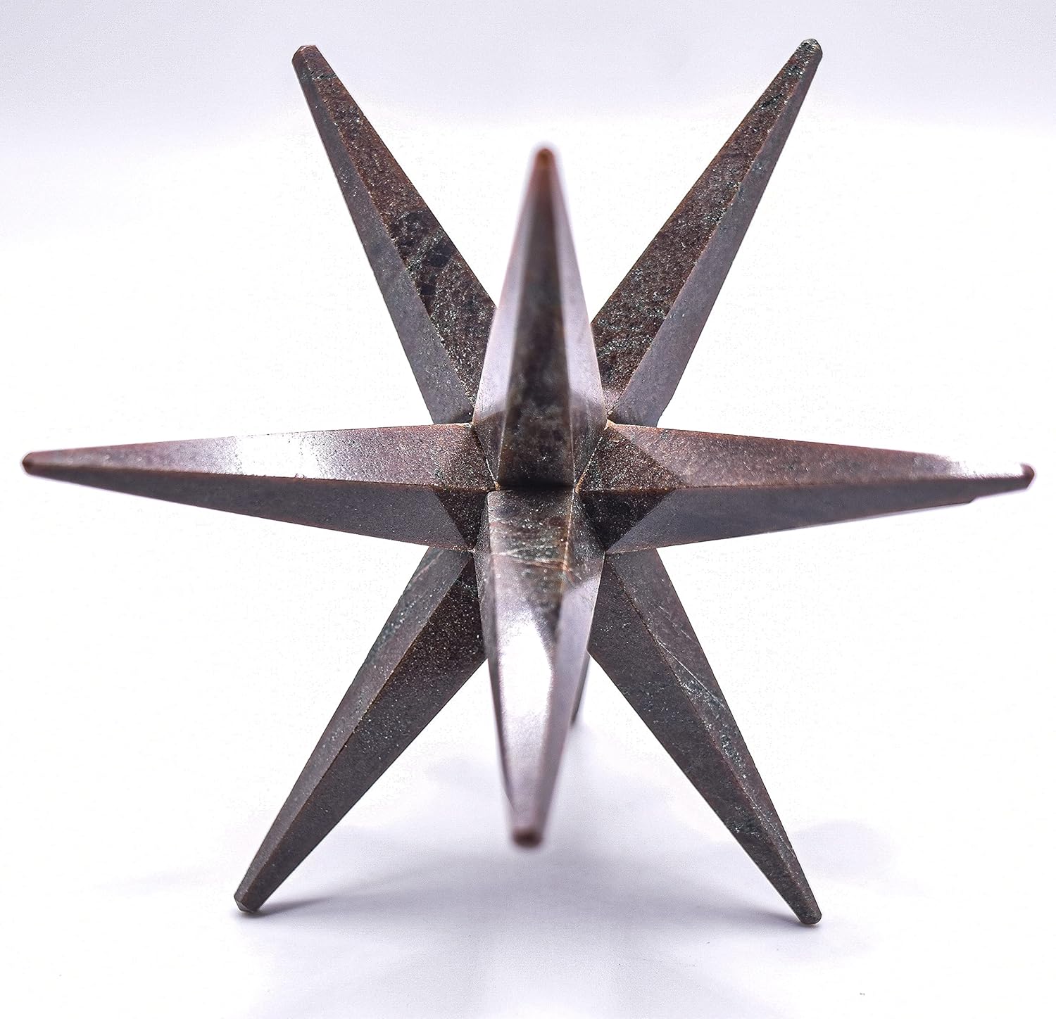 HC Set: 96mm 12 Point Red Garnet Merkaba Star Sparkling Natural Mineral Almandine Crystal Handcrafted Stone Star - India + One Polished Clear Quartz Cabochon