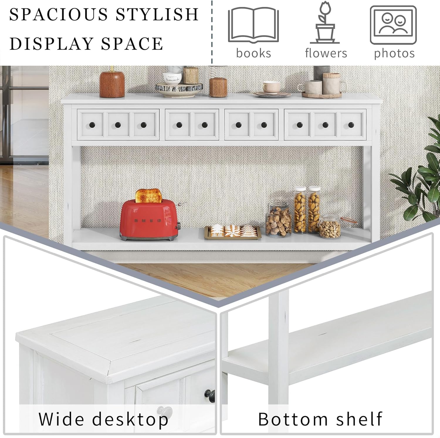 GDFStudio console table showing wide desktop and bottom shelf