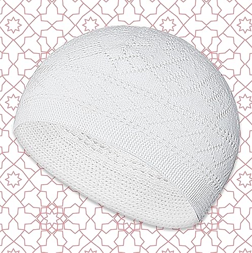 Miniatura 10 de Alfombra de oración musulmana con cuentas de oración, sombrero kufi para hombres y mujeres, 100% transpirable, gorro de calavera negra, tapete de