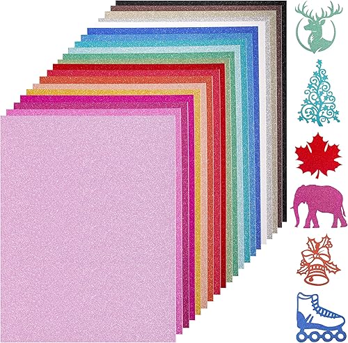 Miniatura 8 de Papel de cartulina con purpurina dorada, 15 hojas de 12 x 12 pulgadas, 300 gsm110 libras, papel cuadrado de color para manualidades, proyectos de