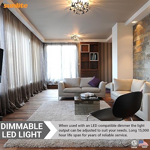 Miniatura 5 de Sunlite Bombilla regulable A19 GU24, 12 vatios (equivalente a 75 W) 1100 lúmenes, base LED de giro y bloqueo de 2 puntas, certificación ETL,