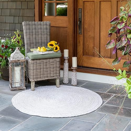 nuLOOM Rigo Tapete rústico de yute, tejido a mano, 5pies, redondo, color blanco hueso