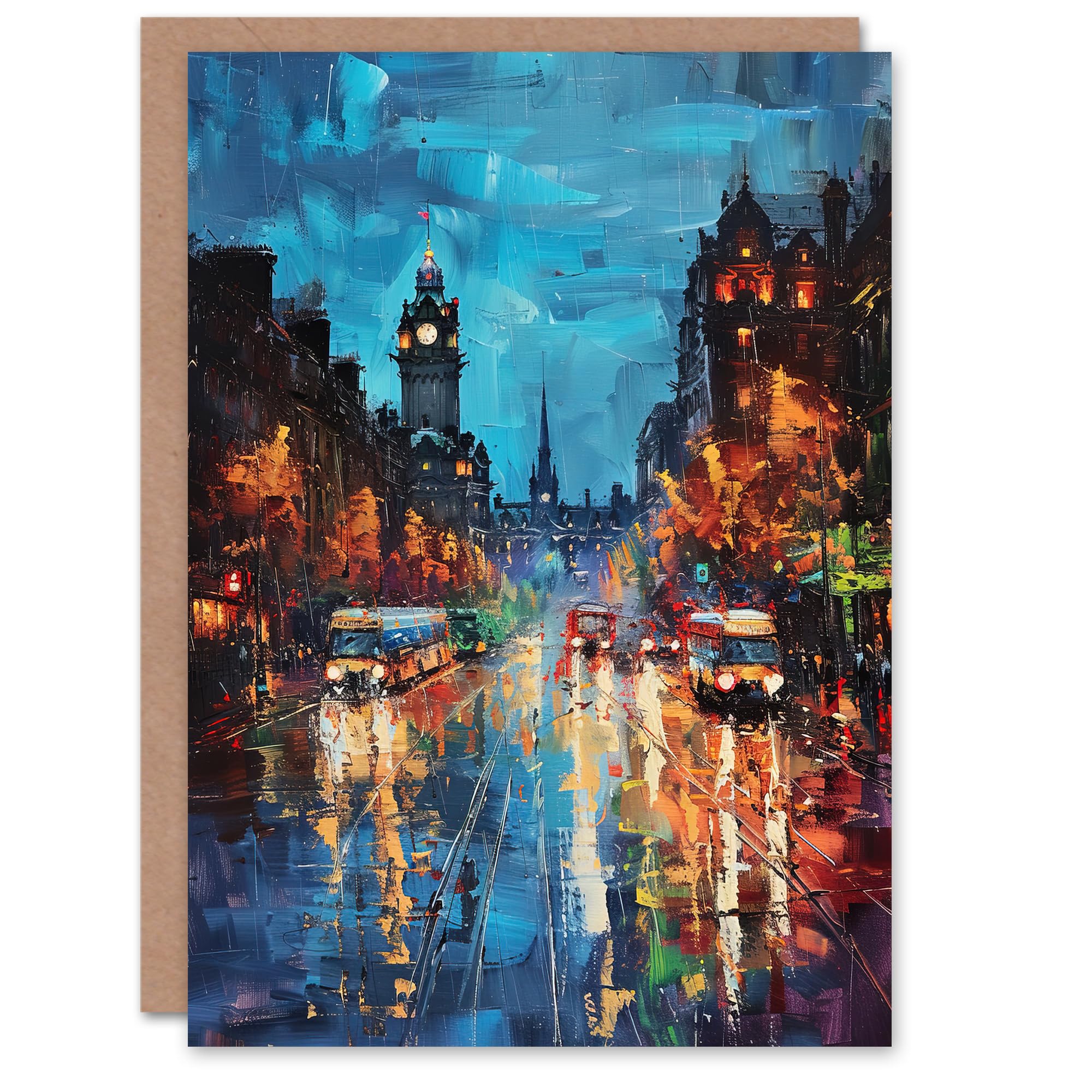 Artery8 Edinburgh Princes Street Cityscape Painting Greeting Birthday Card Him Her All Blank