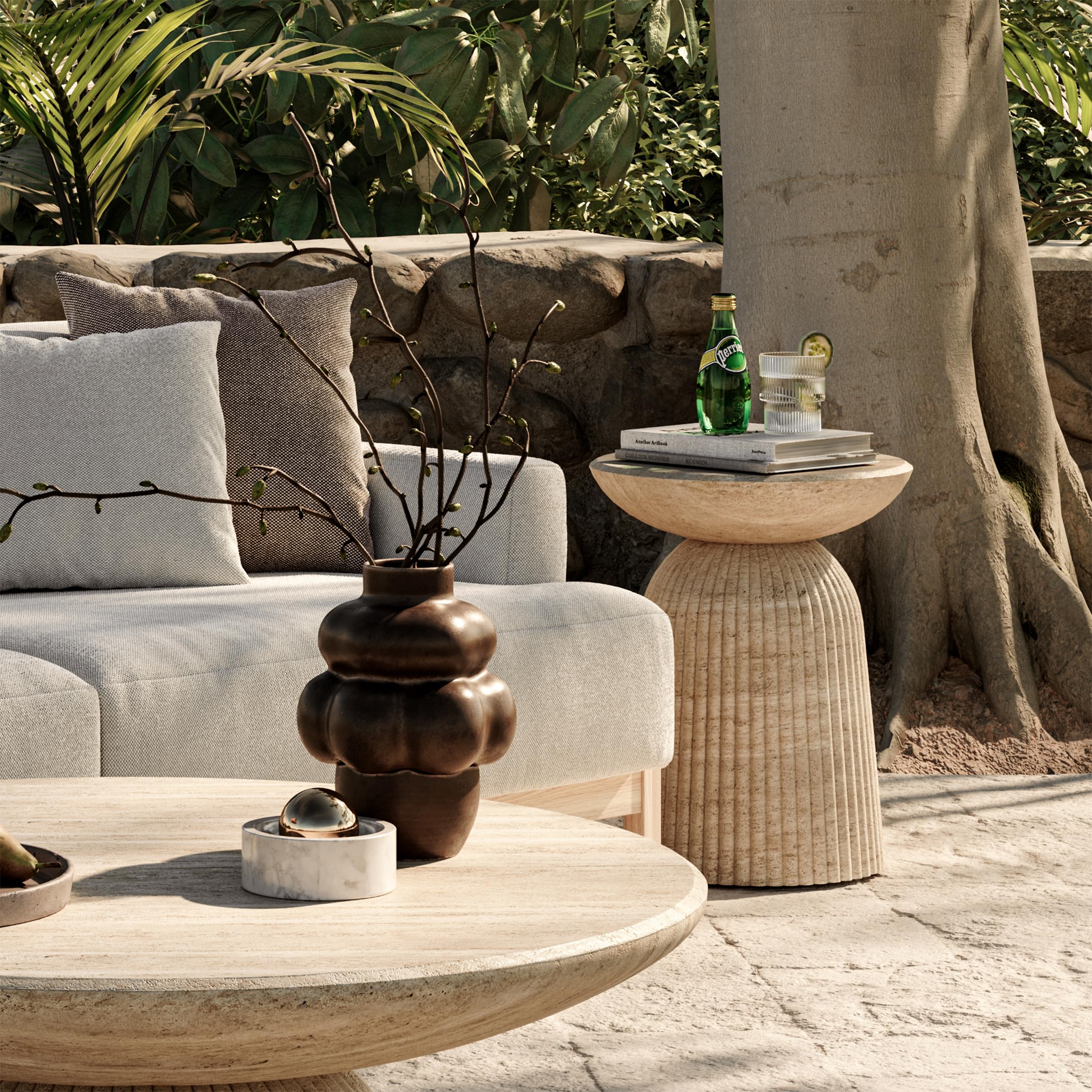 Amazon.com: Studio London Maddox Side Table – Faux Travertine End