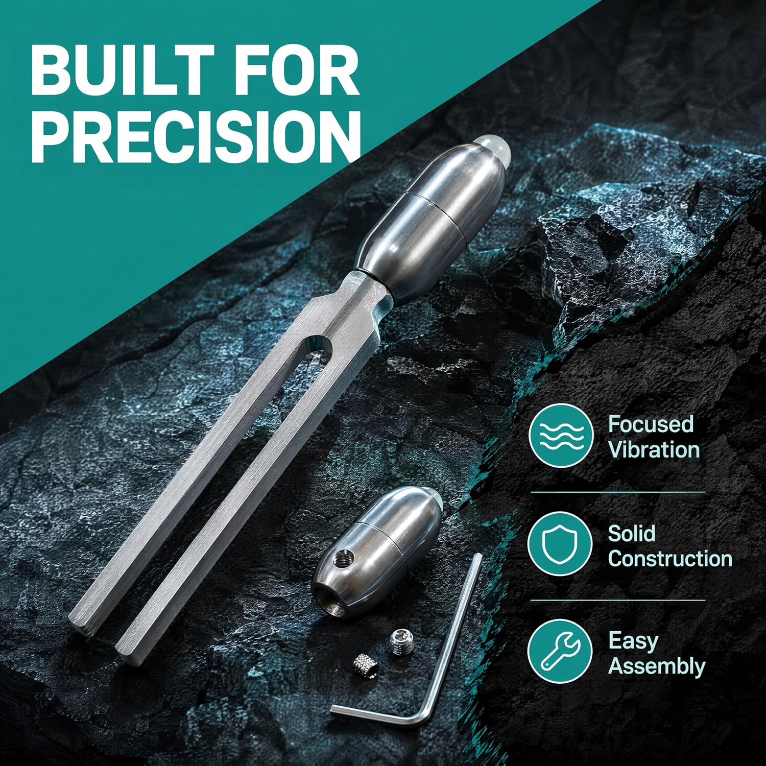 Miwayer Tuning Fork Stabilizing Counterweight Attachment, 8mm Inner Hole Stainless Steel Silver Tone Finish, Wear Resistant for Sound Relaxation and Meditation