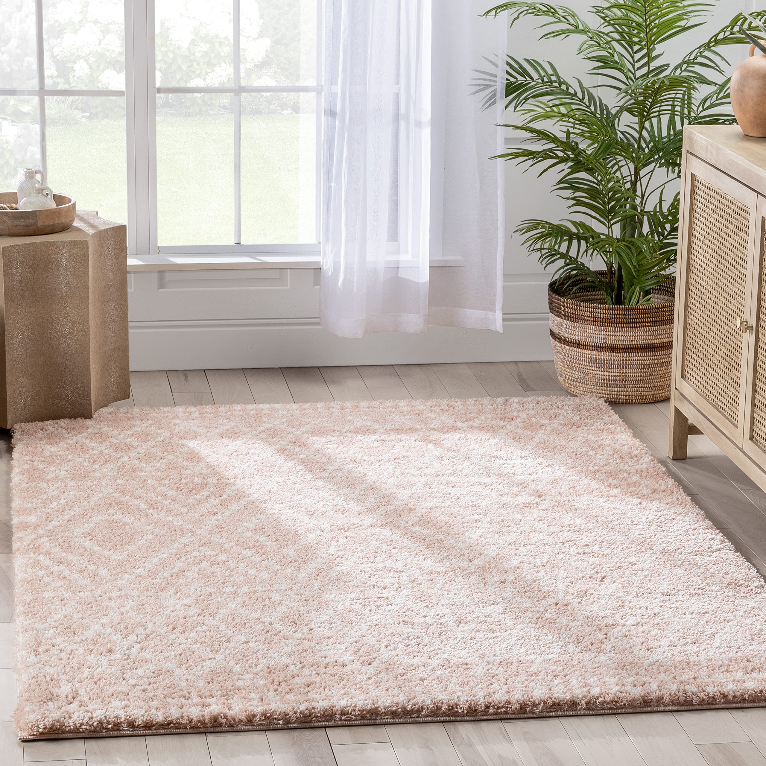 Well Woven Eova Blush Super Thick & Soft Tribal Diamond Stripes Area Rug 3x5 (3'11" x 5'3")