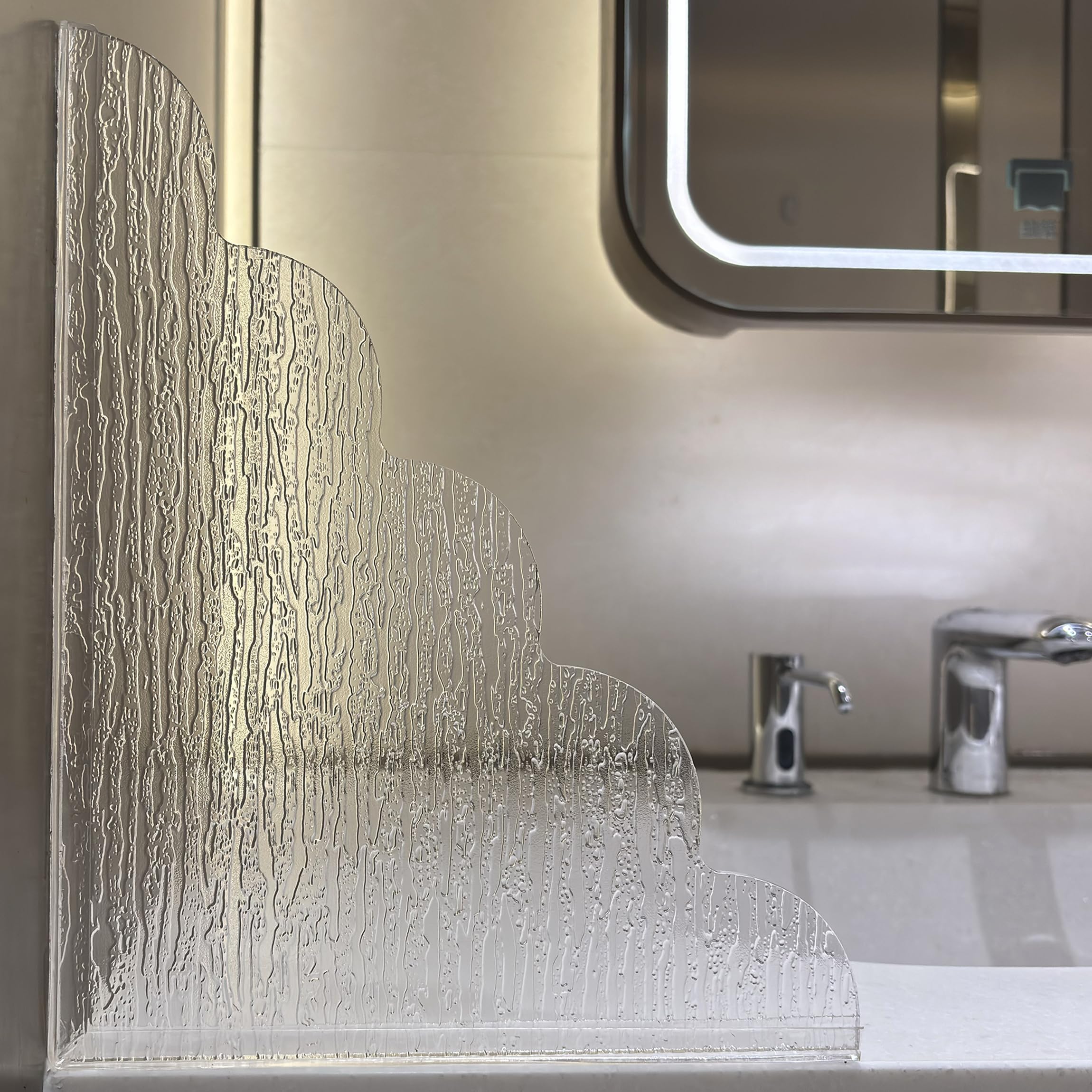 Large Shower Splash Guard, 2 Pack, 9.1 x 11.5 Inch, Waterproof Bathtub Corner Water Blocker with Silicone Base, Unique Acrylic Baffle for Bathroom, Kitchen Sink