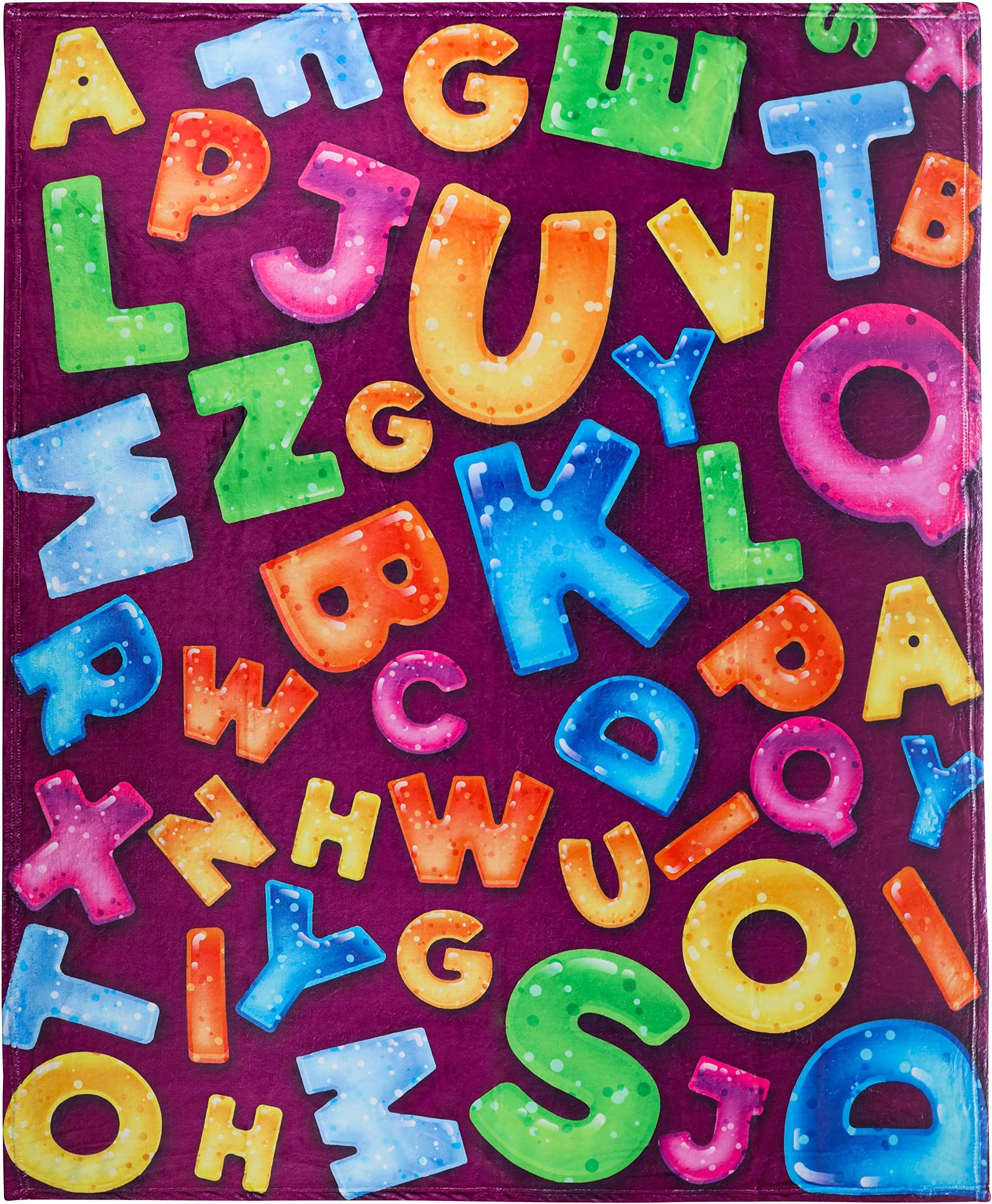 ABC Throw Blanket, Adorable Super-Soft Extra-Large Fluffy Alphabet Blanket for Toddlers, Kids, Baby, Boys and Girls, Fleece ABC’s Blanket (50 in x 60 in) Warm and Cozy Throw for Bed, Crib or Couch